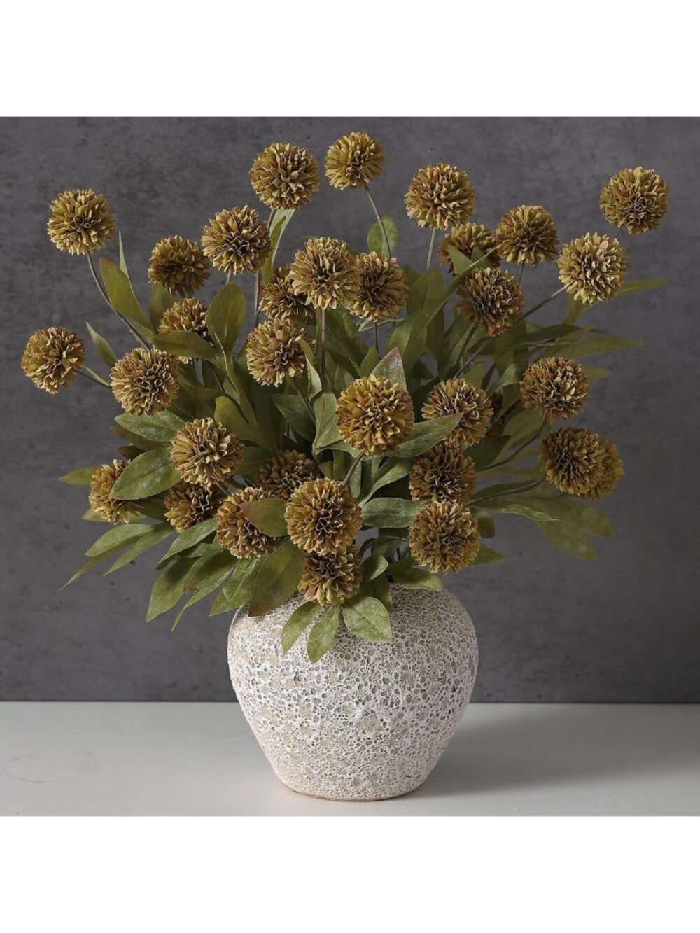 12 Pcs 27" Artificial Fall Pompon Mum Flower Stems - Autumn Orange Decor